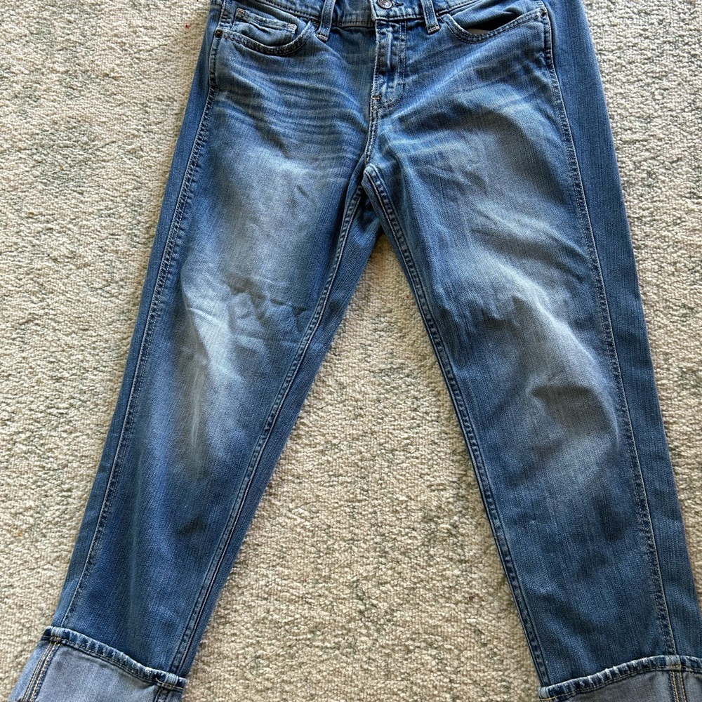 Abercrombie & Fitch Blue Boyfriend Cropped Jeans